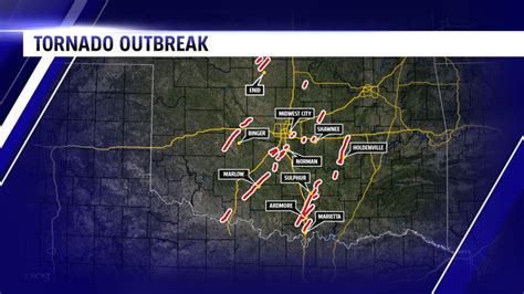 Weekend tornado outbreak map