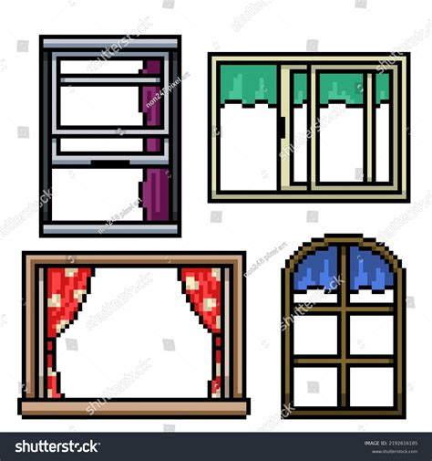 Pixel Art Various Building Window Stock Vector (Royalty Free ...