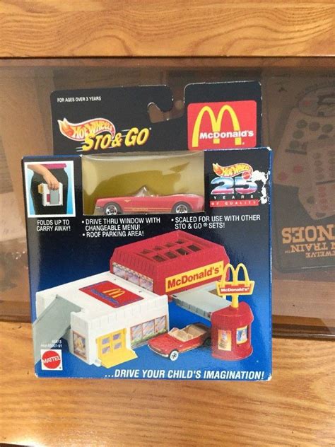 Vtg Nib Hot Wheels Sto Go Mcdonalds W Red Mustang Car