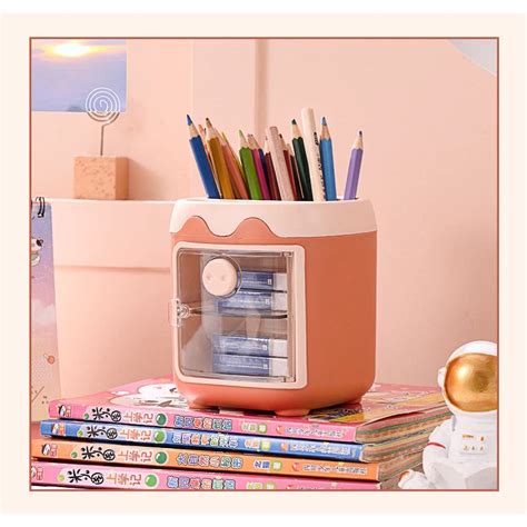 Pen Holder Cute Ballpen Pencil Desktop Office Organizer Make Up Brush