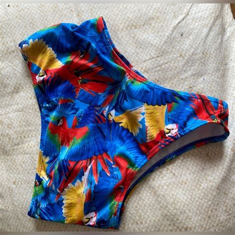 Swim Macaw Tropical High Waisted Cheeky Bikini Bottom Poshmark