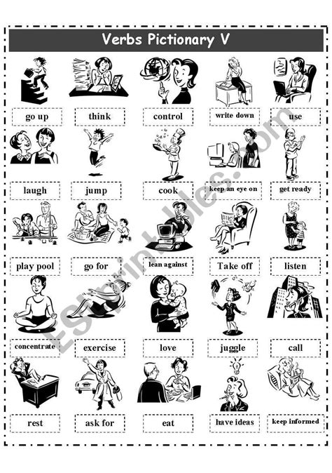 VERBS PICTIONARY 5 ESL Worksheet By LA LUNA