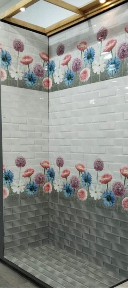 Glossy Ceramic Bathroom Wall And Floor Tiles Size 1x2 Feet 300x600 Mm