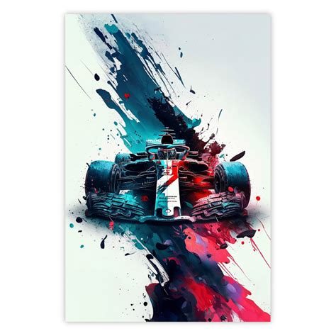 Wall Poster Formula 1 Racing Car In Blots Of Paint Posters