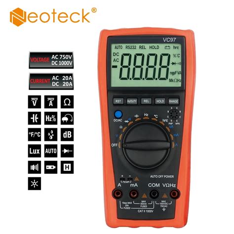 Neoteck Digital Multimeter Count Ac Dc Voltage Ammeter Auto