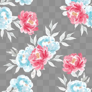 Red And Blue Rose Watercolor Flower Seamless Pattern Pattern Fabric