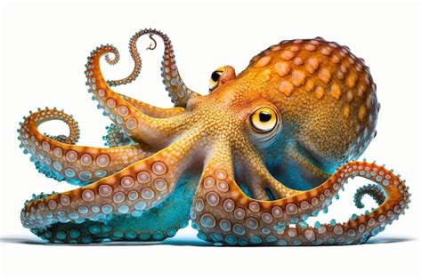 Premium Photo | Orange sea octopus isolated on white background