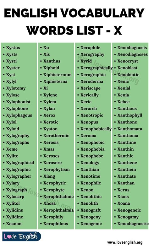 115 Words That Start With X Words Starting With X In English Love