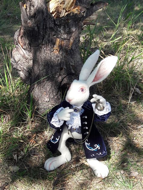 White Rabbit Toy Alice In Wonderland Needle Felt Toy Interior Etsy