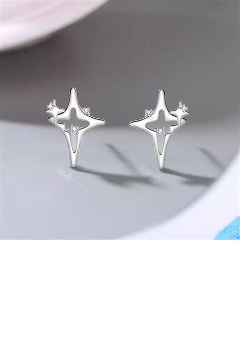 Jual Glamorousky Sterling Silver Simple Fashion Four Pointed Star