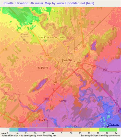Elevation of Joliette,Canada Elevation Map, Topography, Contour