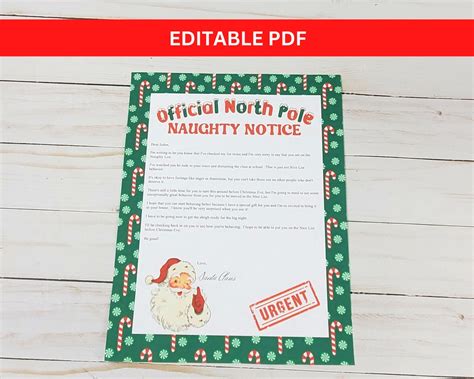 Editable Instant Download Santa Naughty Letter Santa Claus Warning Note Naughty List Printable