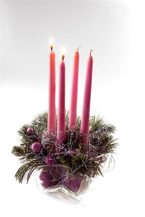 Second Advent Week, Candle Wreath Isolated Stock Image - Image of ...