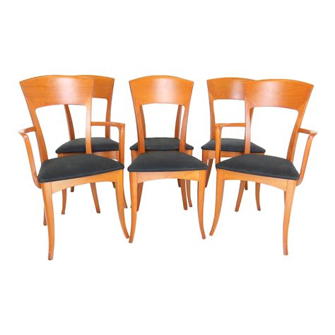 Vintage 1970s Antonio Sibau Cherry Wood Dining Chairs Made In Italy Set Of 6 Chairish