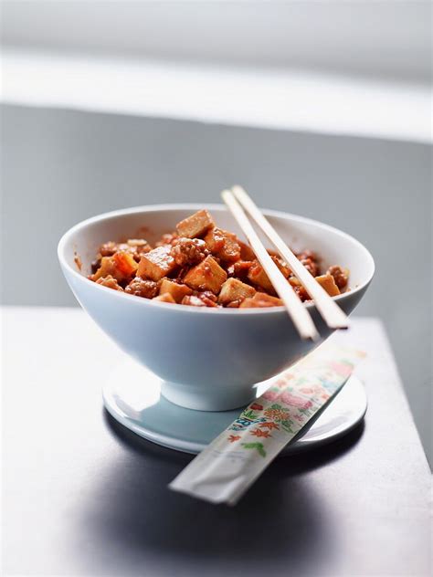 Fried Tofu With Minced Pork And Tamarind License Images