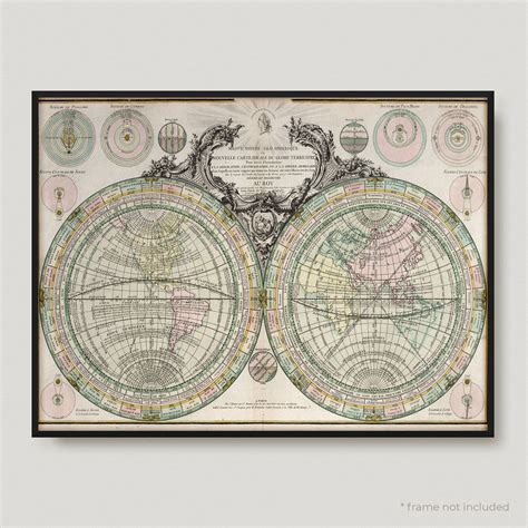 1760 Geo Spherical World Map, 18th Century Antique Map of the World ...