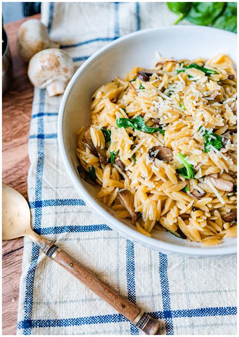 Mushroom Spinach Orzo - Rural Roots