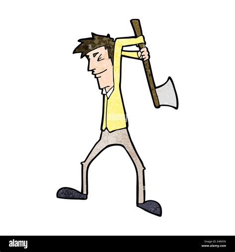 Cartoon Man Swinging Axe Stock Vector Image And Art Alamy