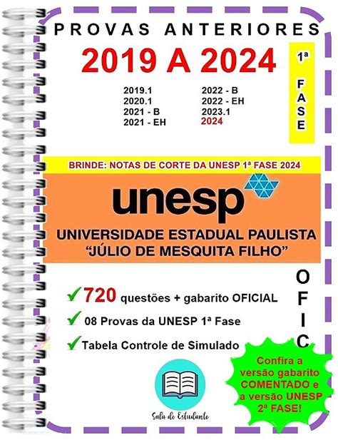 Unesp 1ª Fase Provas 2019 a 2024 Gabarito Oficial https