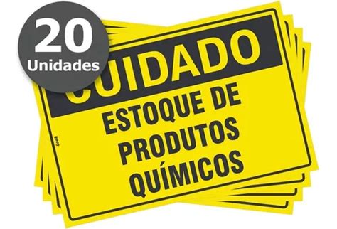 Placa Sinalização Cuidado Estoque Produtos Químicos Kit C 20 Frete grátis