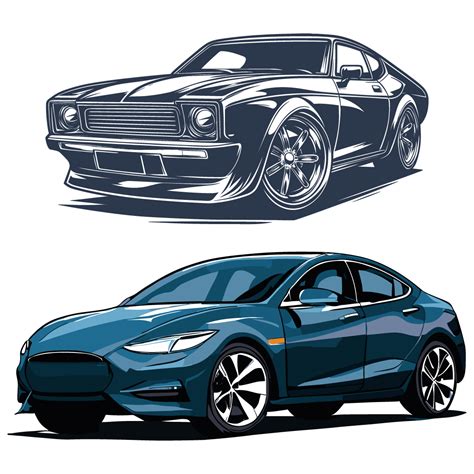 Illustration of sport car Mustang with two white strips - MasterBundles