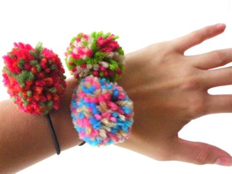 Items Similar To Pom Pom Hair Ties Pompoms With Elastic Band Bright