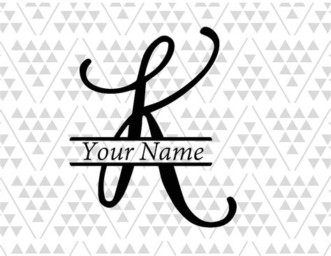 Monogram Letter K Split Letter K Silhouette Files Digital Cut Files