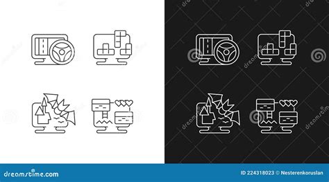 Types Lineaire Pictogrammen Voor Levenssimulatorspelen Ingesteld Voor