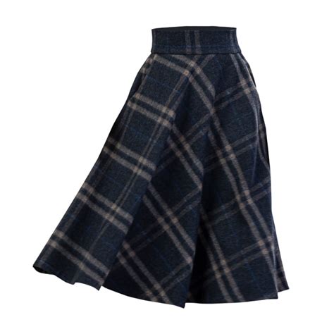 Wool Midi Tartan Skirt With High Waist And Pockets Nikka Place Wolf And Badger