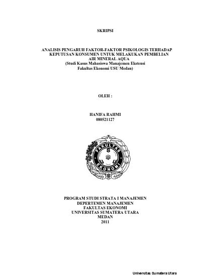 Analisis Pengaruh Faktor Faktor Psikologis Terhadap Keputusan Konsumen