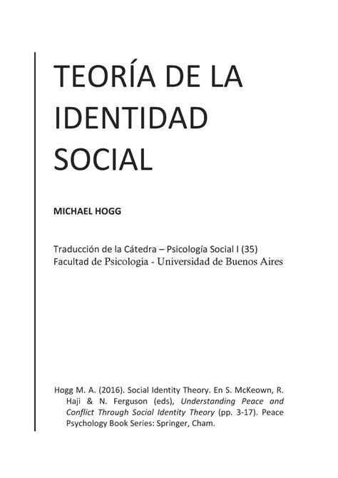 Hogg Identidad Social TEORÍA DE LA IDENTIDAD SOCIAL MICHAEL HOGG