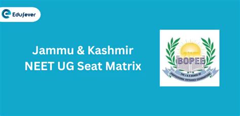 Jammu And Kashmir NEET UG Seat Matrix 2024 MBBS BDS Seats