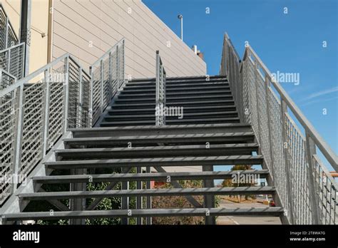 Fire Escape Staircase Pedestrian Passage For Emergency Exit Particular Structure In Galvanized