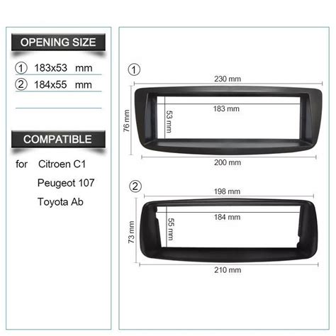 Radio Fascia 1 DIN For Citroen C1 Peugeot 107 Toyota Ab DVD Stereo