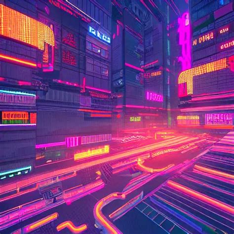 Neon City Cyberpunk Vibe Pixel Art Highly Detailed Stable Diffusion