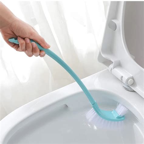 Portable Double Sided Toilet Brush Plastic Long Handle Bathroom Scrub