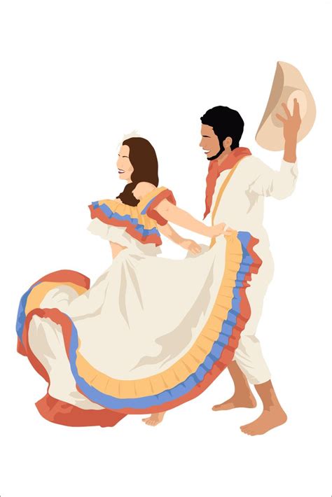 A Man And Woman Are Dancing Together In Traditional Mexican Dress