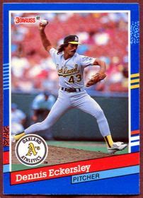 1991 Donruss 270 Dennis Eckersley Baseball Card Oakland Athletics