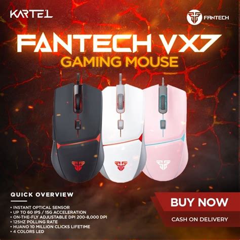 Ru631 Fantech Gaming Mouse Crypto VX7 SAKURA WHITE AND BLACK Wired