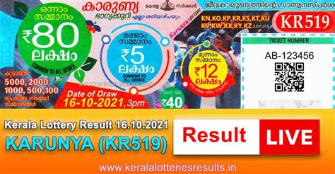 Kerala Lottery Result Karunya Lottery Results Kr Live