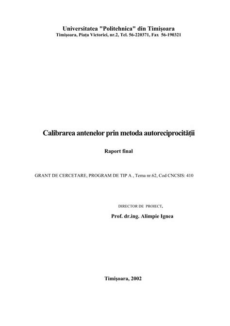 Pdf Universitatea Politehnica Din Timi Oara A Program De Calcul