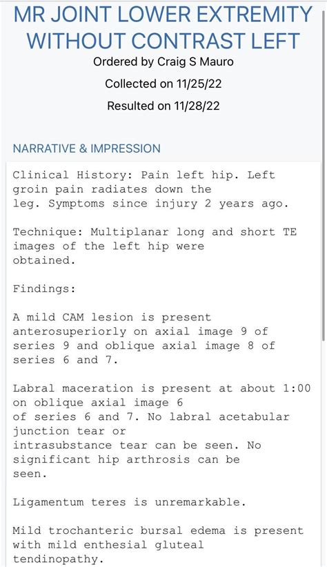 Mri Results Lots Of Tendinopathy And Bursitis No Definitive” Labral