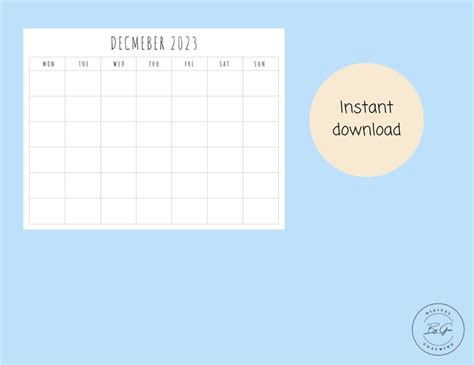 Printable 13 Month BASIC Calendar / Download and Print / - Etsy