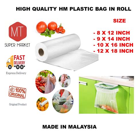 Plastic Borong Tapao 8 X 12 HM Plastic Bag In Roll HM Food Storage