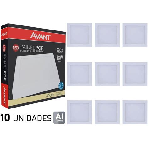 Kit Painel Plafon Led W Quadrado Sobrepor Branco Frio Decoracao