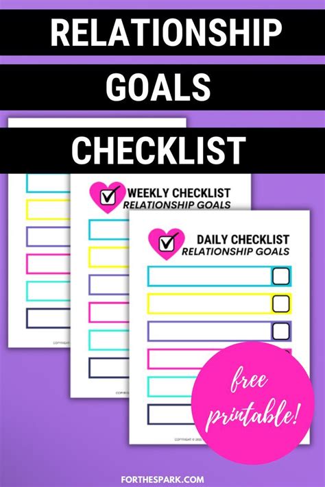 Free Printable Relationship Goals Checklist for Intimacy and Fun