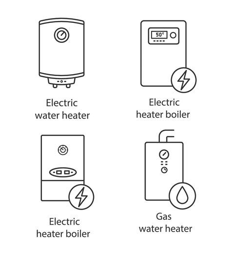 Heating Linear Icons Set Central Heating System Electric And Gas