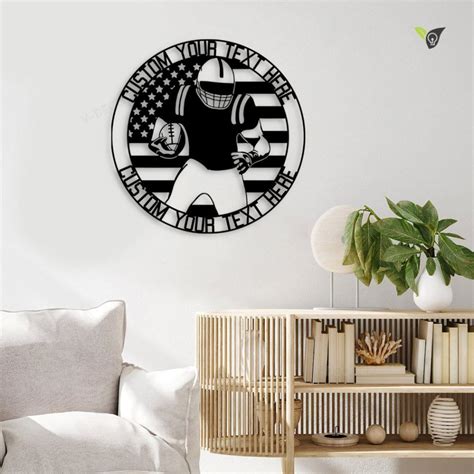 Personalized Football Player Us Flag Metal Wall Art With Led Lights ...