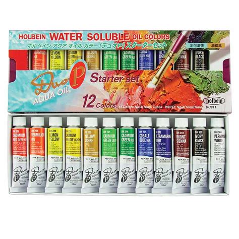 Holbein Duo Aqua Water Soluble Oil 10ml Starter Set Of 12 Assorted