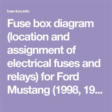 The Words Fuse Box Diagram Location And Assignment Of Electrical Fusss And Relays For Ford